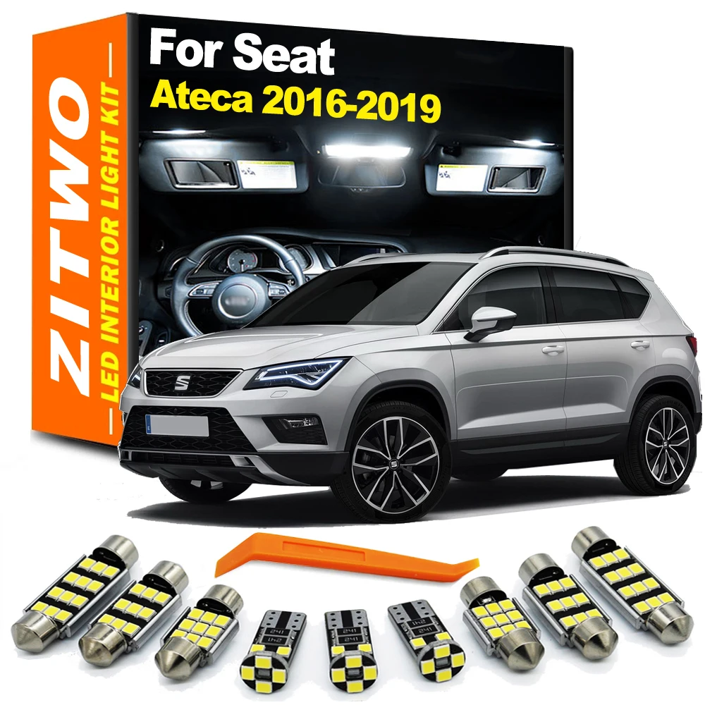 ZITWO 12Pcs LED Interior Dome Map Light Bulb Kit For For Seat Ateca 2016 2017 2018 2019 Footwell Courtesy Trunk Lamp Canbus