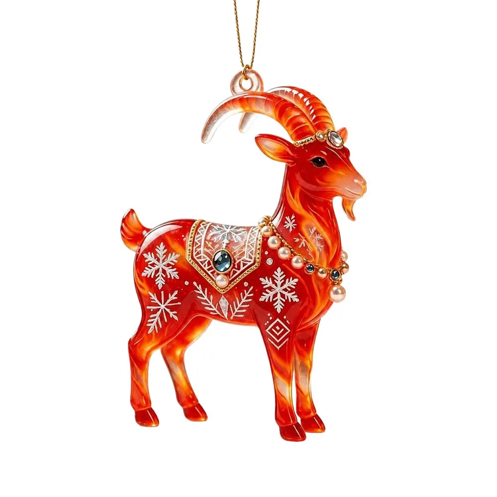 Gifts 2D Flat Goat Hanging Ornament Acrylic Shining Goat Pendant Simulation Artificial Rhinestone Keychain Bag Charms