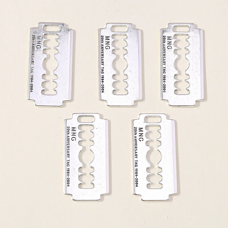 Leslie 10 Stück 18 x 37 mm Legierungsanhänger, Rasierklinge, Charm-Anschluss für Schmuckherstellung, Zubehör, DIY-Halsketten, Armbänder, Basteln – Detail 5