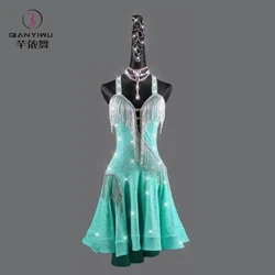 Latin Dance Competition Suit Performance Outfit Practice Wear Cabaret Stage Clothes Tops Cocktail Dancewear Women Evening Dress