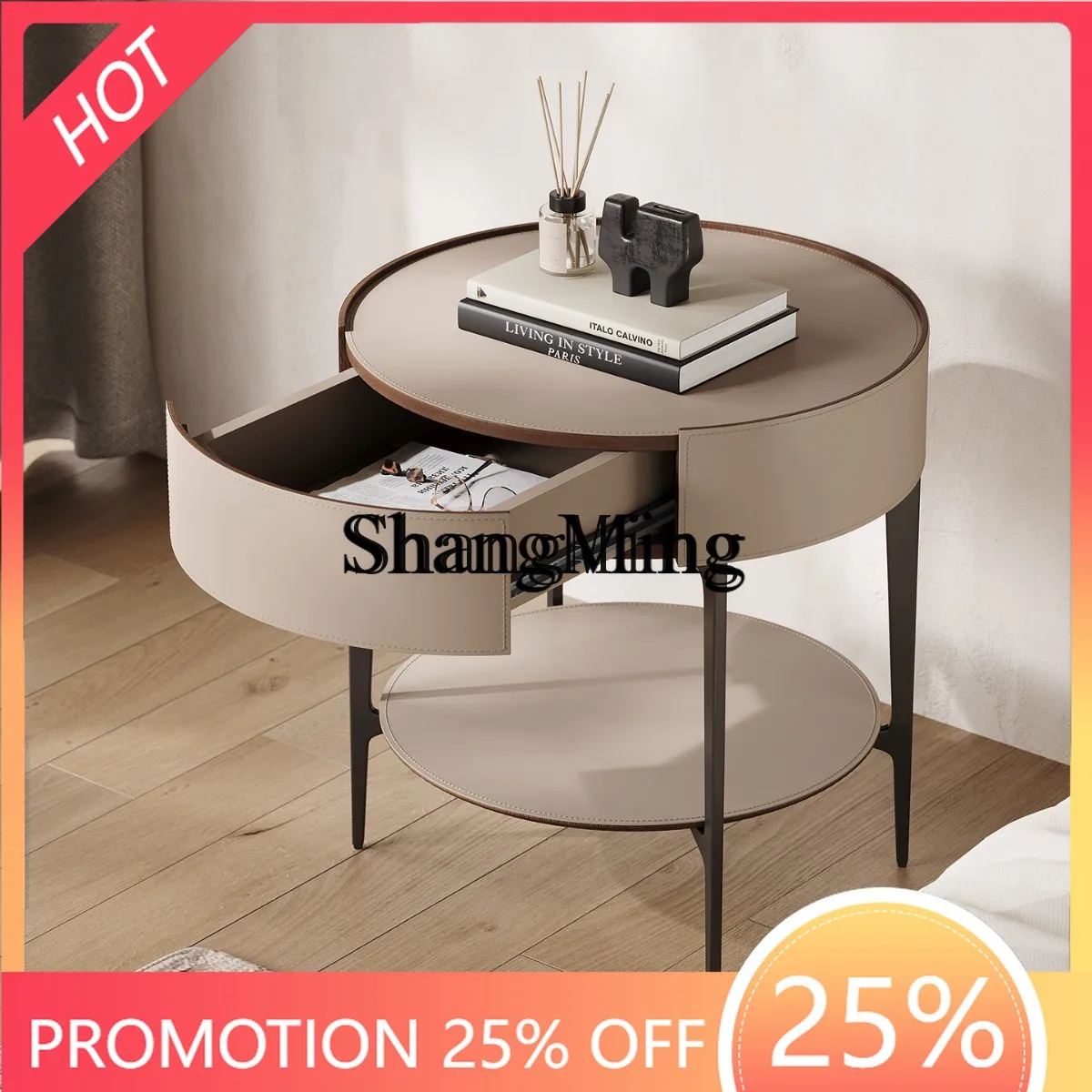 

FG good-looking premium bedside minimalist anti-collision cream wind bedside cabinet simple modern bedroom with pump