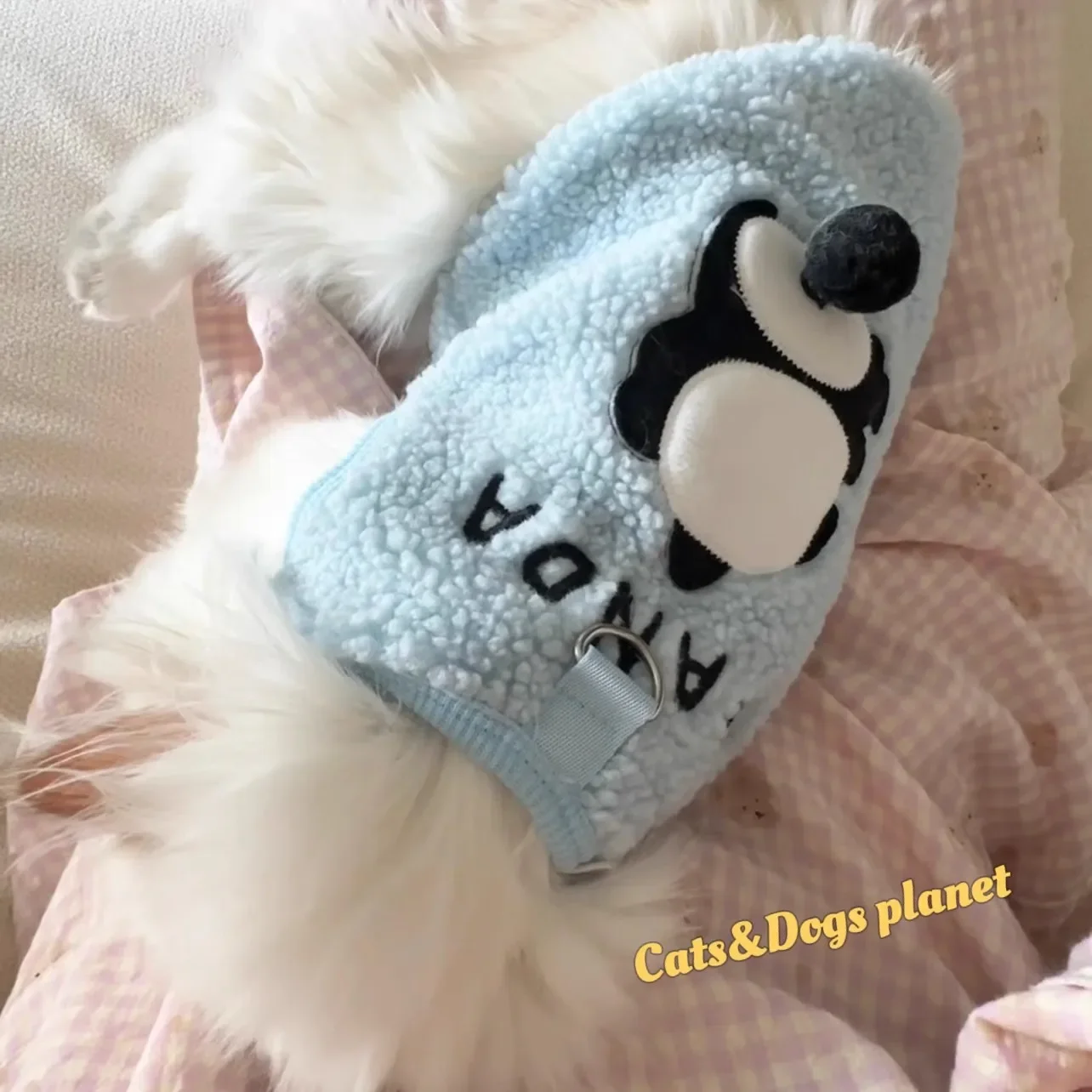 Pet Autumn Winter Panda Coat Warm Lamb Wool Vest Cute Kitten Pet Can Be Pulled for Winter Clothes Puppy Clothes for Small Dogs