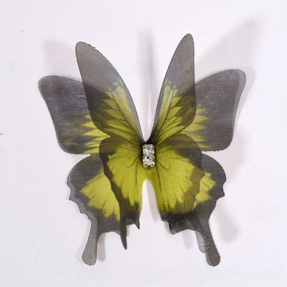 50Pcs 3D Organza Fabric Butterfly Appliques Double-layer Translucent Simulation Mesh Butterfly Patch Colorful