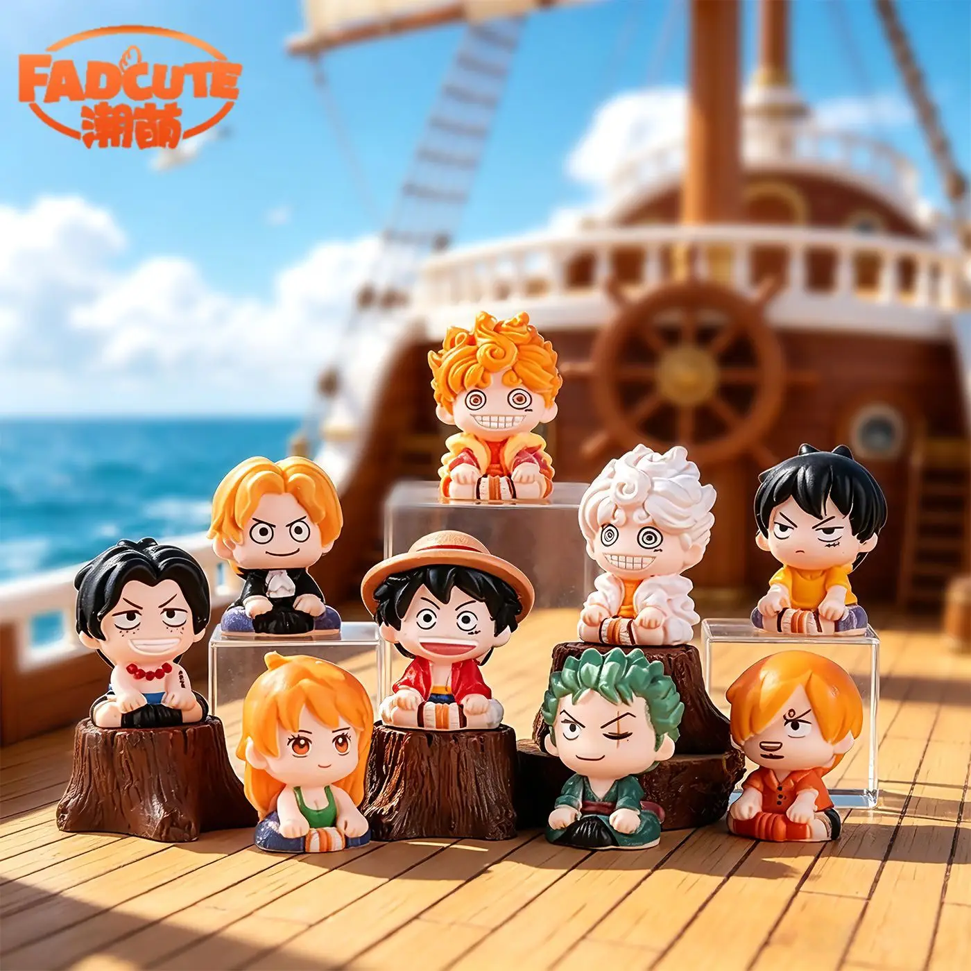 One Piece 9-pack Japanese Style Anime Chibi Mini Figures Full Set Car Dashboard And Desktop Decorations Fun Birthday Gift