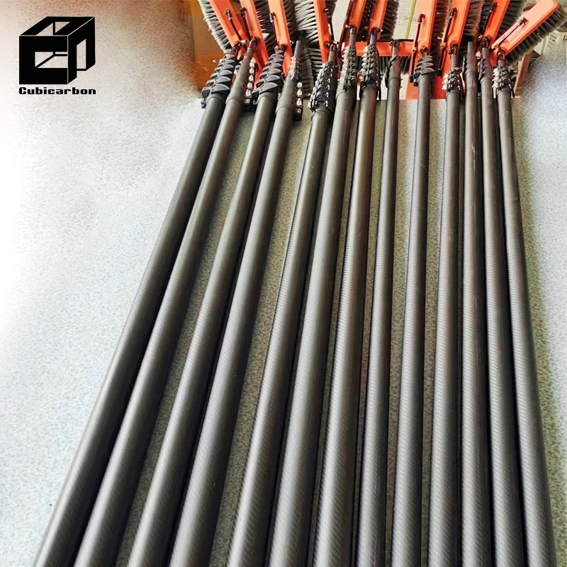 45ft 50ft 60ft 3K Telescopic Carbon Fiber Poles Water Fed Pole System Cleaning Pole Pure Water Window Cleaning
