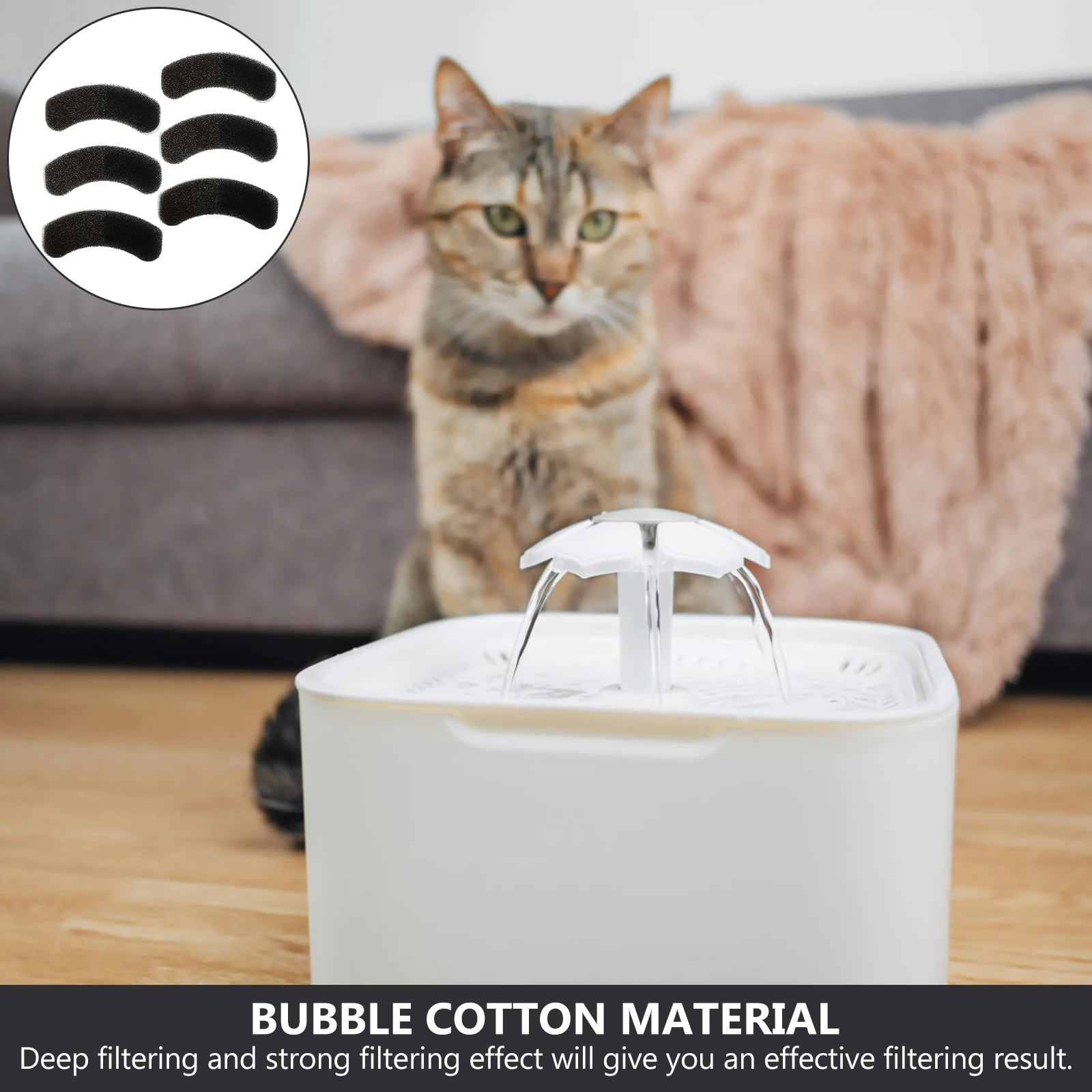

6pcs Pet Water Fountain Filters Replacement for Cat Dog Premium Bubble Cotton Deep Filtration Lasting Effect Home Use Fresh