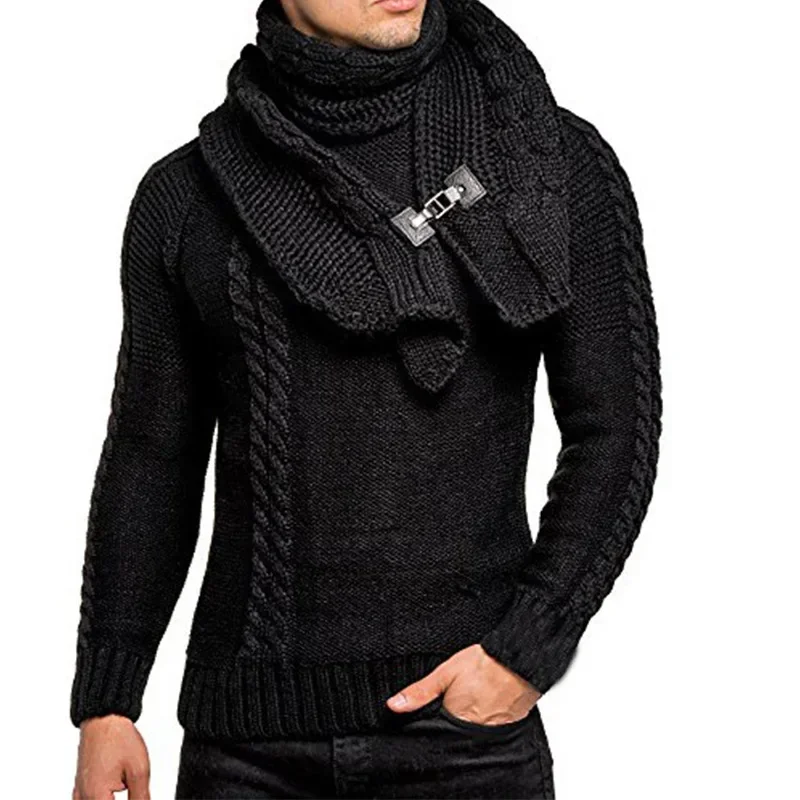 Suéter de cuello redondo de manga larga para hombre, ropa de moda, jersey de babero desmontable, suéter de punto de gran tamaño, Harajuku, 2023