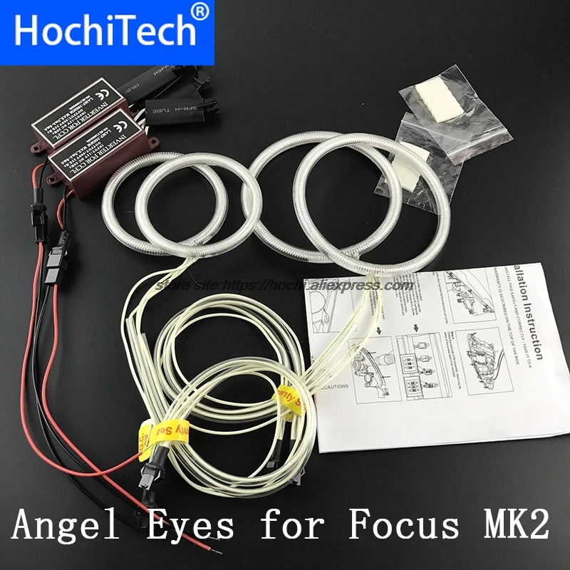 

HochiTech for Ford Focus II Mk2 2004 2005 2006 2007 2008 WHITE 6000K CCFL Headlight Halo Angel Demon Eyes Kit Angel Eyes Light
