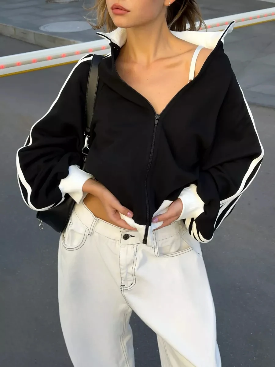 

Women's Y2k Long Sleeve With Open Shoulders And Zipper Y2k Top Off The Shoulder Fashion Streetwear Casual Top Tee Shirt