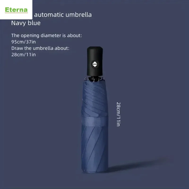 8 Ribs Automatic One-Button Open Close Folding Umbrella Compact for Men Women Business