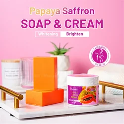 Soap Whitening Soap Beauty Health Papaya Saffron Soap & Cream Anti-aging Whitening Soaps Anti-oxidation Skin Repair Nourishment