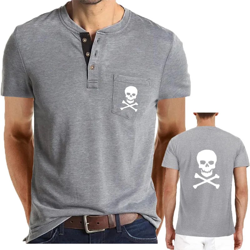 Golf shirt Short Sleeve Summer New men\'s T shirt skull print Cotton loose hip hop Business Casual men\'s shirt Short sleeve