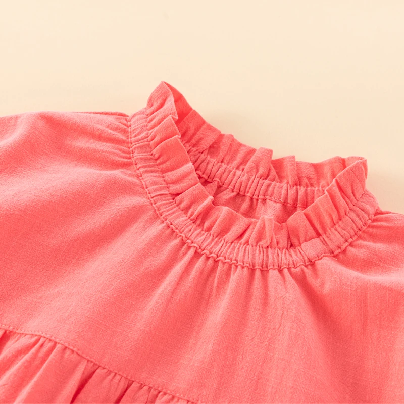 Baby girl dress toddler cotton linen girl dress child clothing long sleeve pullover dress