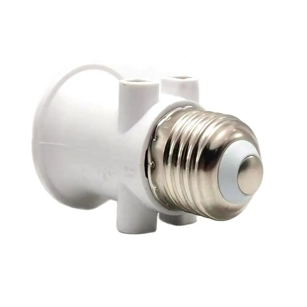 Adaptador de bombilla LED doble europeo a E27, convertidor de enchufe europeo, soporte de lámpara, enchufe de luz de tornillo, color blanco, 1 piezas