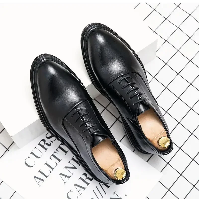 Autumn Leather Men's Thick-Soled Black Leather New Men's Business Formal Casual Shoes