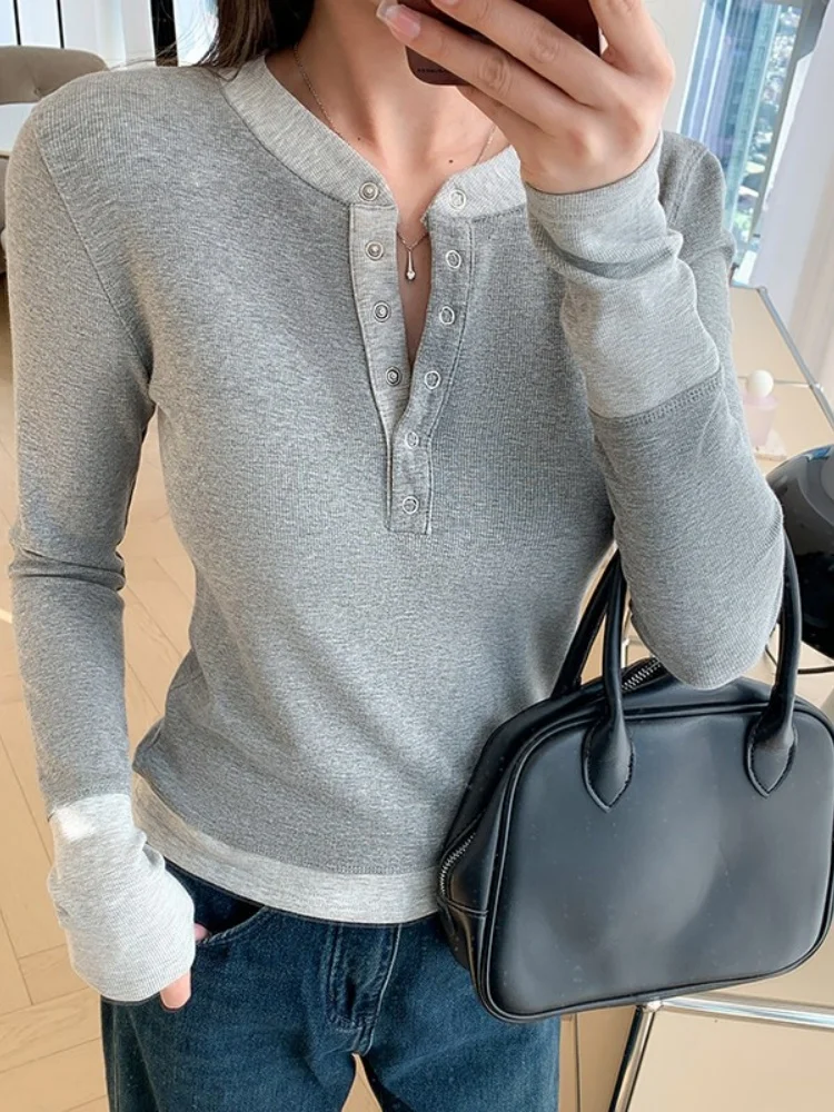 Spicy Girl Pure Desire Long Sve T-irt Base irt Women's Early Winter New Design Sensation Small ence Top