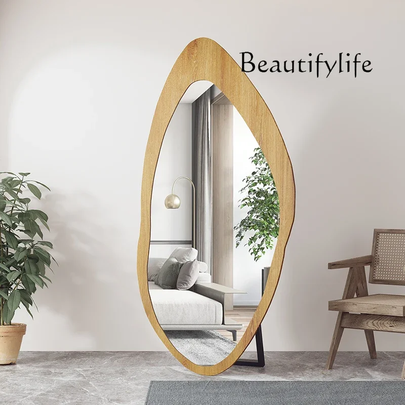 Nordic fitting mirror full body full-length mirror light luxury art home bedroom floor decorative mirror customization