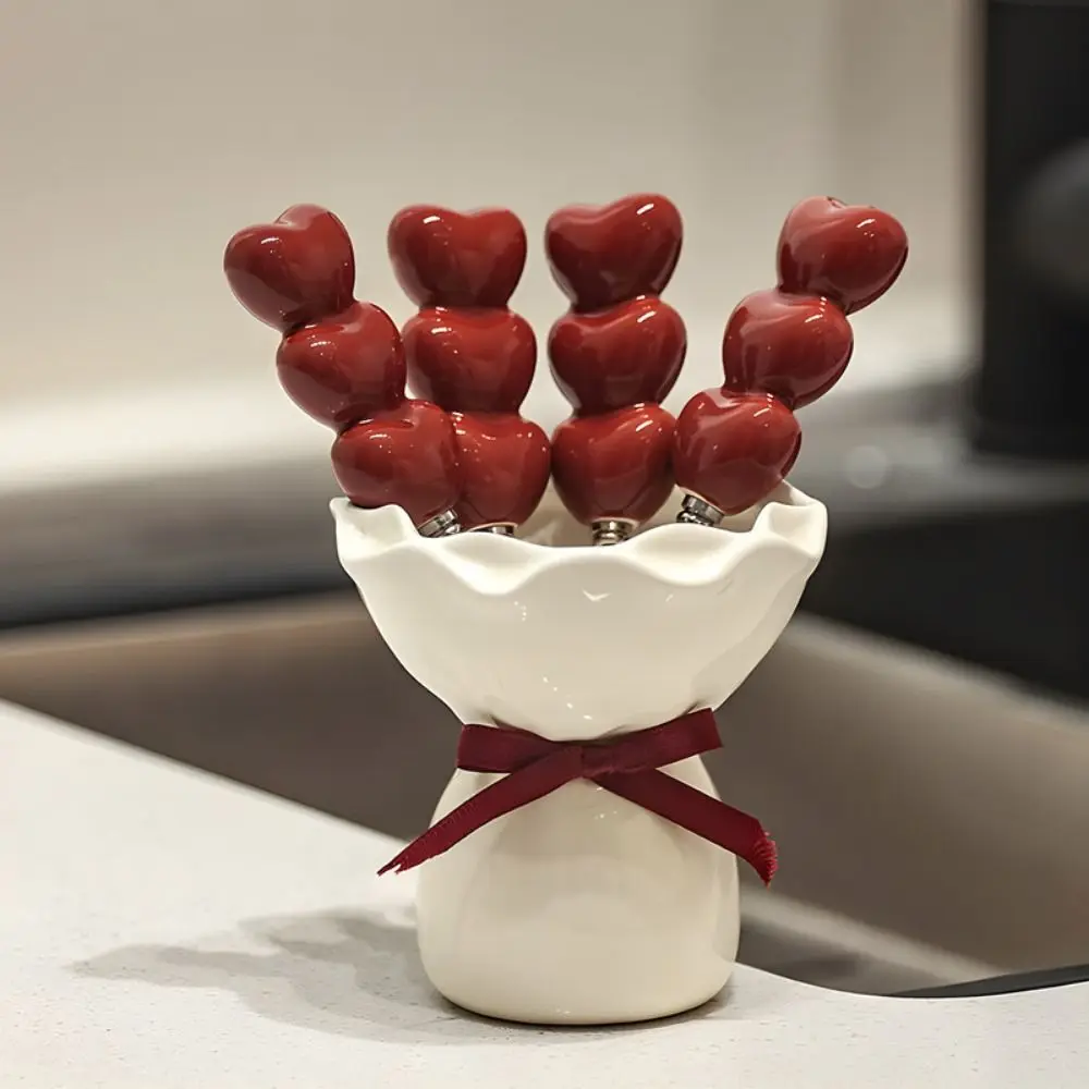 

Gift Creative Fruit Forks Set INS Solid Color Stainless Steel Fork Decorative Bouquet Shape Fruit Receipt Jar Home Decoration