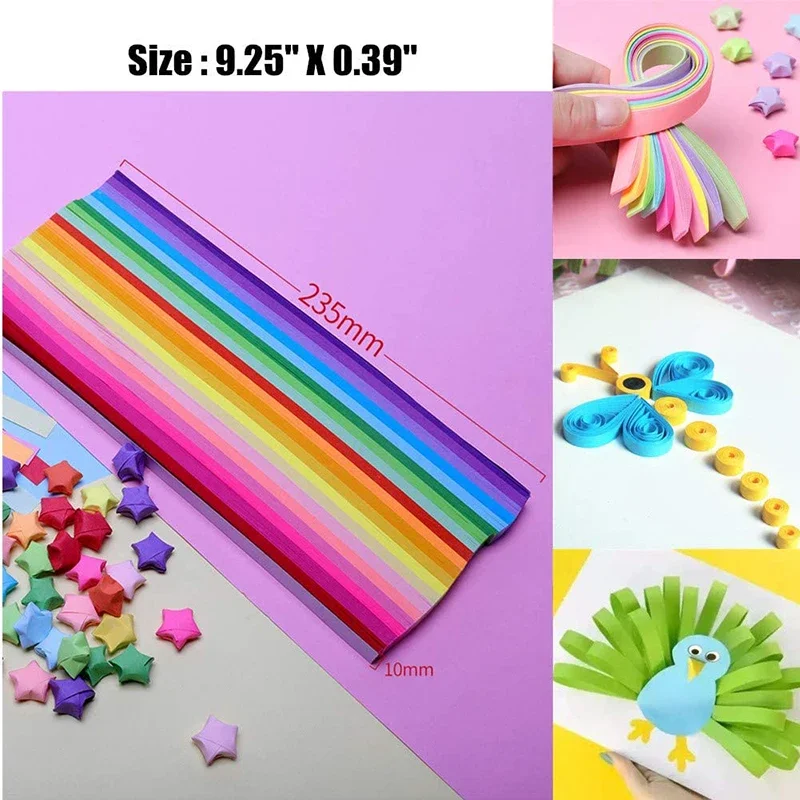 540 Origami Stars Papers Double Sided Lucky Colorful Origami Star Paper Strip Decorate Folding Paper for Handmade Arts Crafting