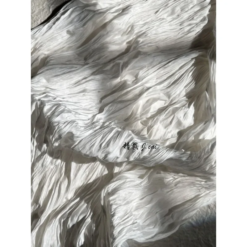 Silk-like Natural Pleated Texture Fabric Diy Matte Creative Pleating Secondary Reconstruction Designer Fabric