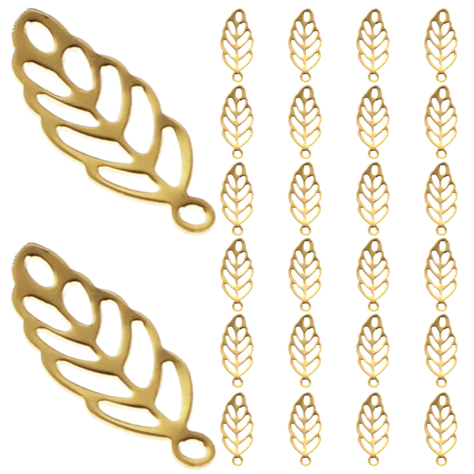 

120 Pcs Metal Hollow Leaf Pendant Jewelry Fall Earring Charms Colorful Flower Connector