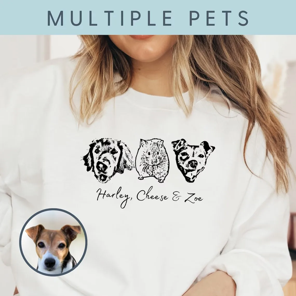 Custom Pet Sweater Using Pet Photo + Name Custom Dog Portrait Sweater Personalized Dog Pullover Dog Cat Sweatshirt Dog Mom Gift