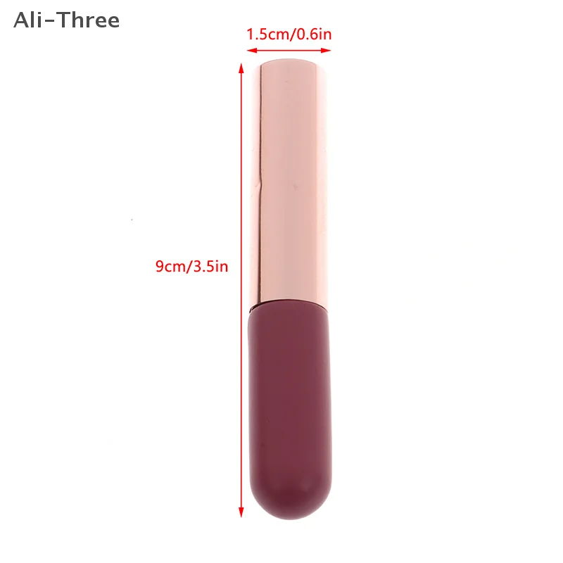 Q ソフトシリコンリップブラシ防塵カバー付き丸頭口紅アプリケーターリップ化粧ツール多用途アイシャドウブラシ