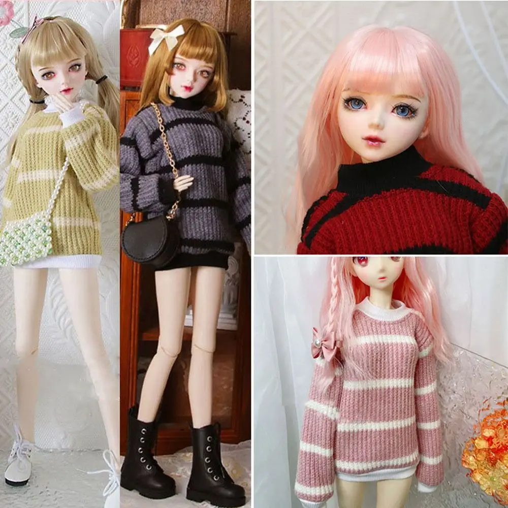 Handgemachter Strickpullover Mantel Mehrfarbige Mini Tops Kleidung DIY Zubehör Winterkleidung für 1/4 BJD 45cm Puppen