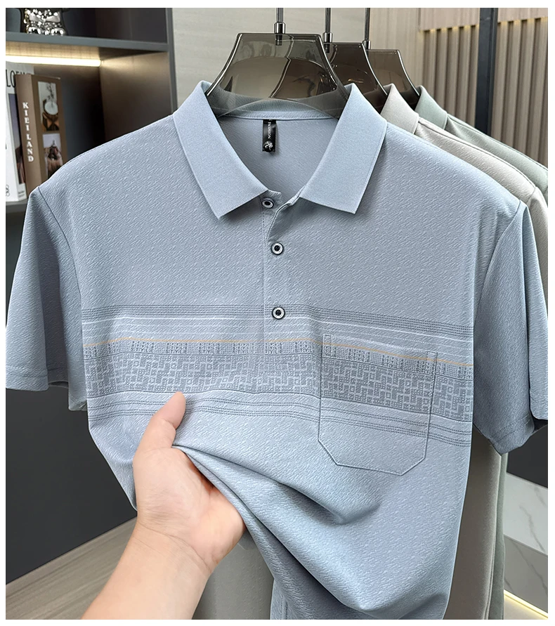 Einzigartiges bedrucktes Kurzarm-Poloshirt für Herren, modische Tasche, hochwertiger Komfort, atmungsaktiv, Sommer, neues Business-Casual-T-Shirt – Detail 10