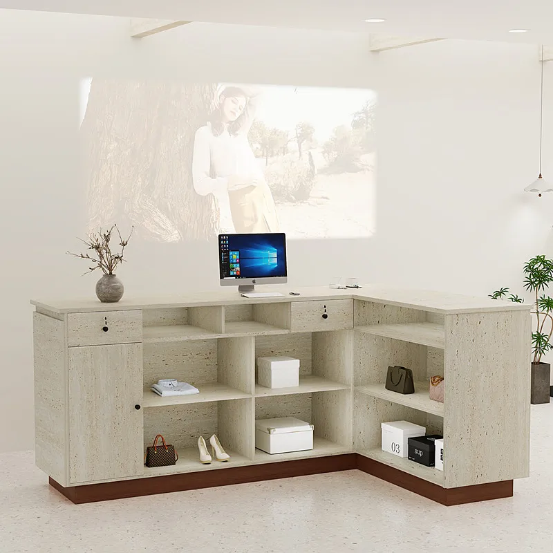 Customized Luxury Desk Table Creative Design Simple Modern Reception Desk Premium Style Bancone Per Negozio Office Furniture