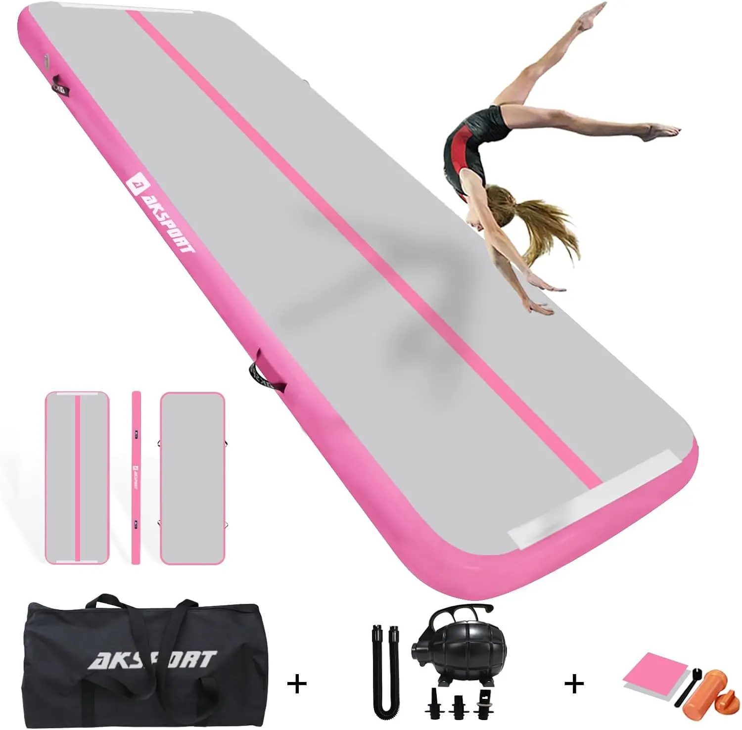 

AKSPORT Надувной гимнастический коврик Tumble Track 10 футов 13 футов 16 футов 20 футов 23 фута Воздушный акробатический коврик с воздушным насосом для домашнего использования/тренировок/Che