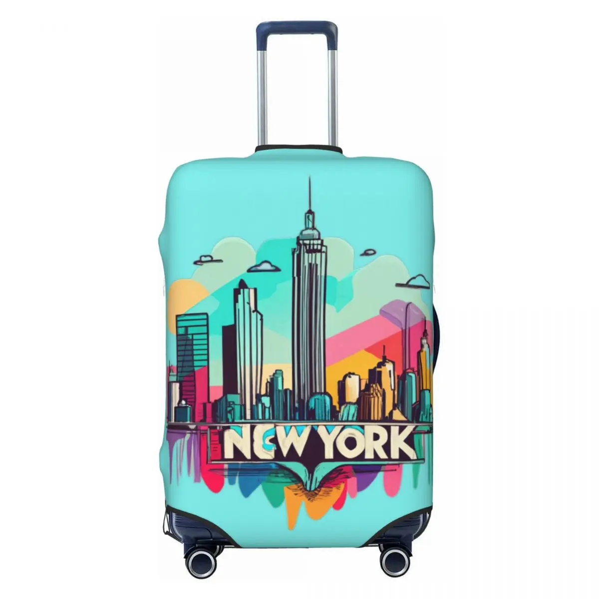 New Creative Graffiti Pattern Suitcase Cover New York City Business Protector Flight Elastic Luggage Accesories