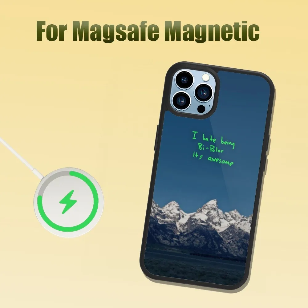 I Hate Being Bipolar Its Awesome Kanye West Phone Case For iPhone 13 12 11 14 15 Pro Max Plus Magsafe Magnetic Wireless Charging