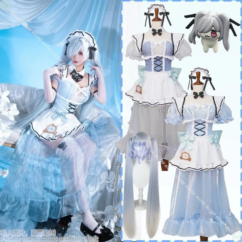 

Anime Game NIKKE：The Goddess Of Victor Cosplay Cinderellaaa Two Color Styles Lolita Sweet Transparent Silk Sexy Maid Halloween