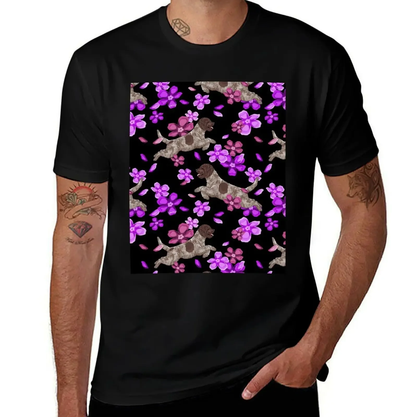 

Lagotto Romagnolo Flowers Multi T-Shirt graphic shirts summer tops anime clothes customs design your own mens clothing