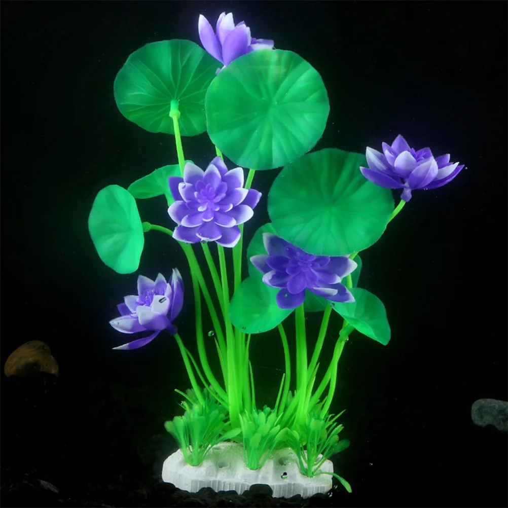 

4pcs Simulation Lotus Flower Resin Aquarium Decorations Fish Tank Plants For Freshwater Office Desk Pet Supplies