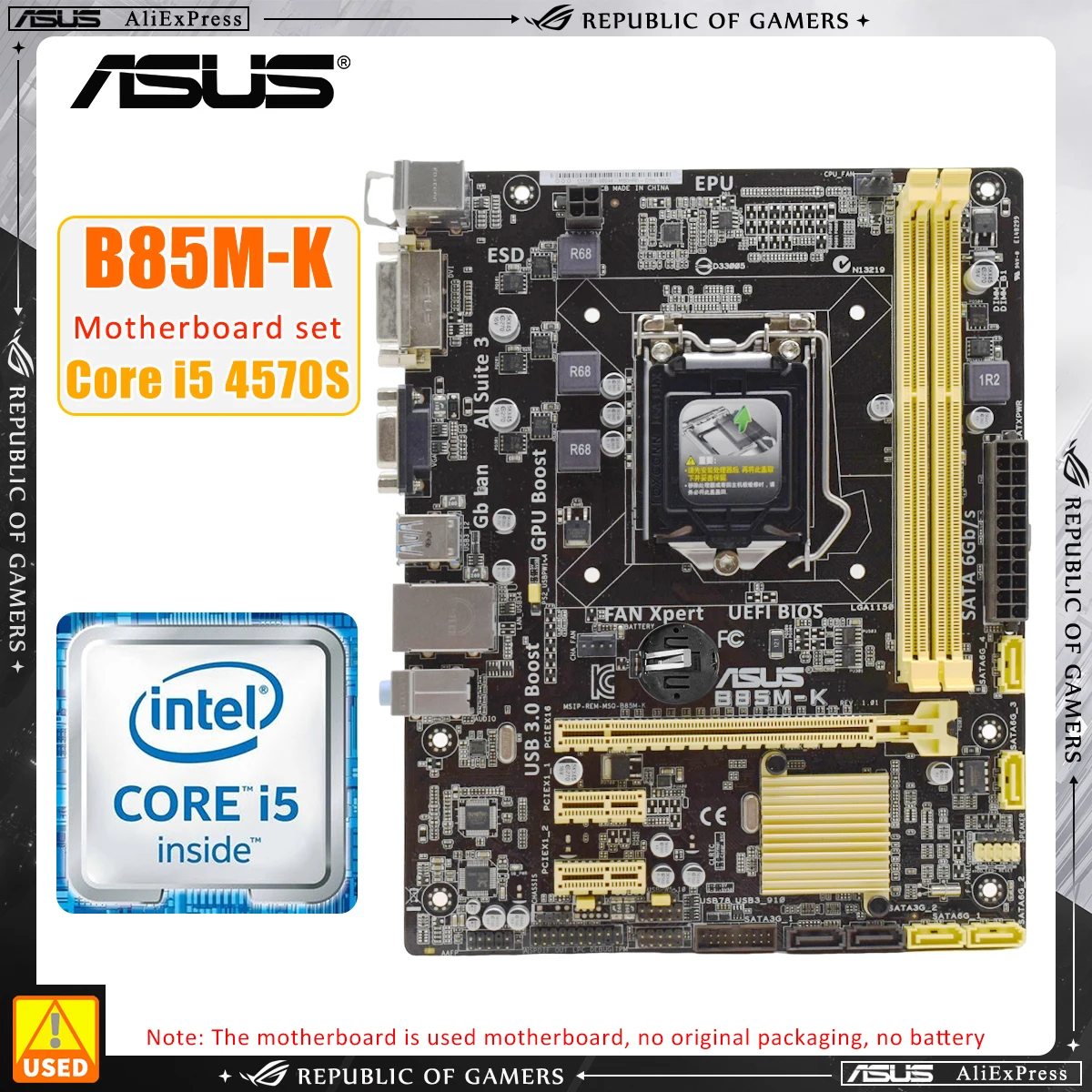 

LGA 1150 Motherboard ASUS B85M-K/SI+I5 4570S Motherboard Kit with Intel B85 Gigabit LAND Card CPU Slot For 4th Gen Core i7 i5 i3