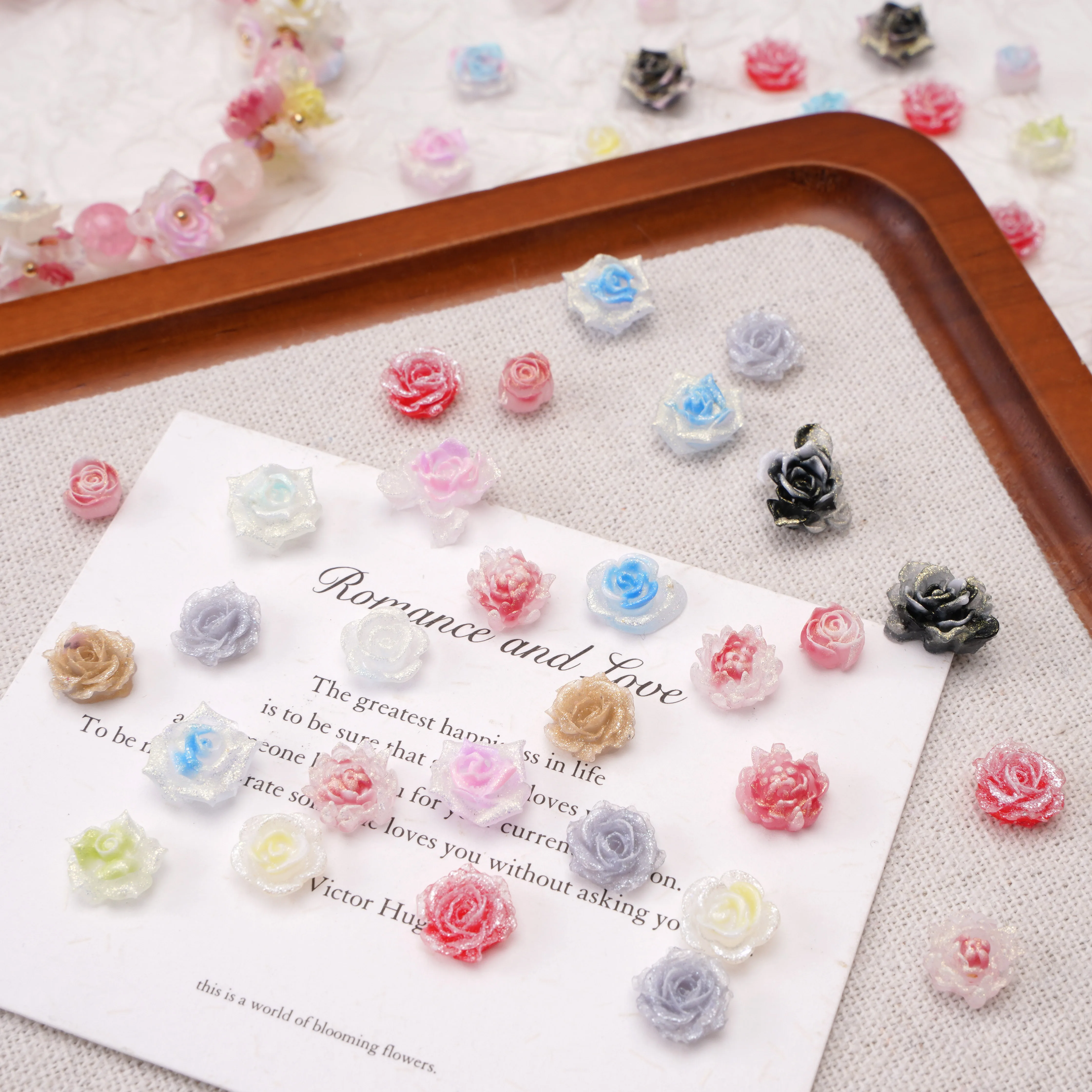 

20pcs Luminous Multicolored Resin Flower Beads Loose Spacer Beads for DIY Handmade Jewelry Bracelet Earring Necklace Decoration