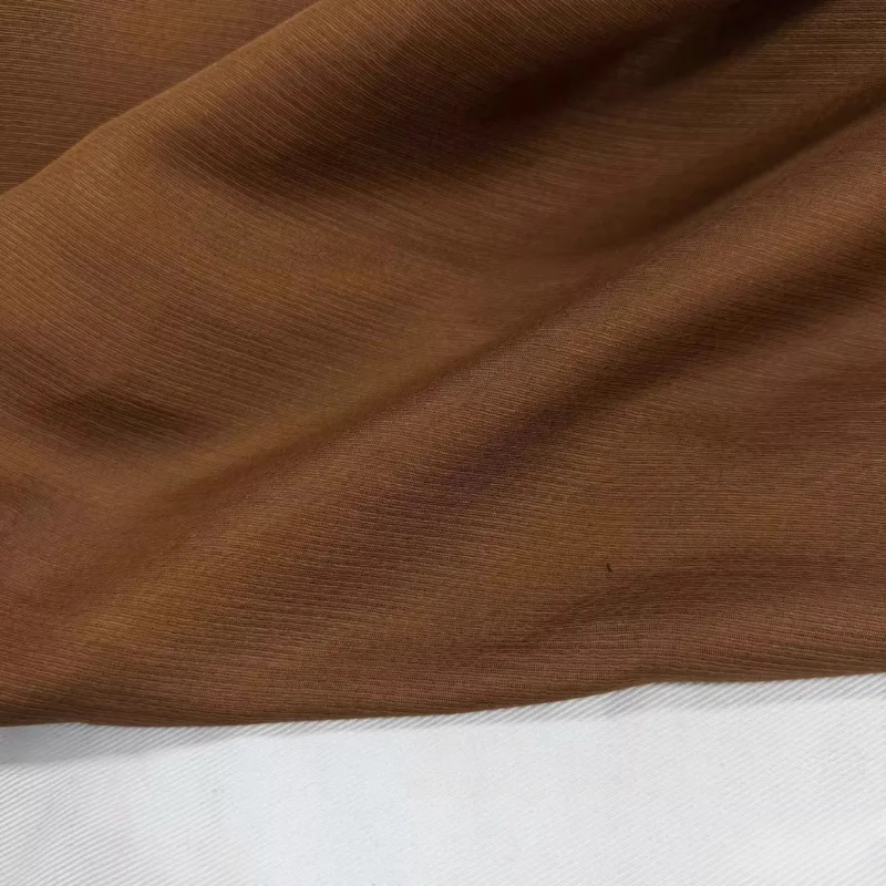 

Caramel Silk Linen Fabric Breathable Drape Sheer Touch Vintage Women Summer Dress Curtain Style Textile Home DIY Craft Material