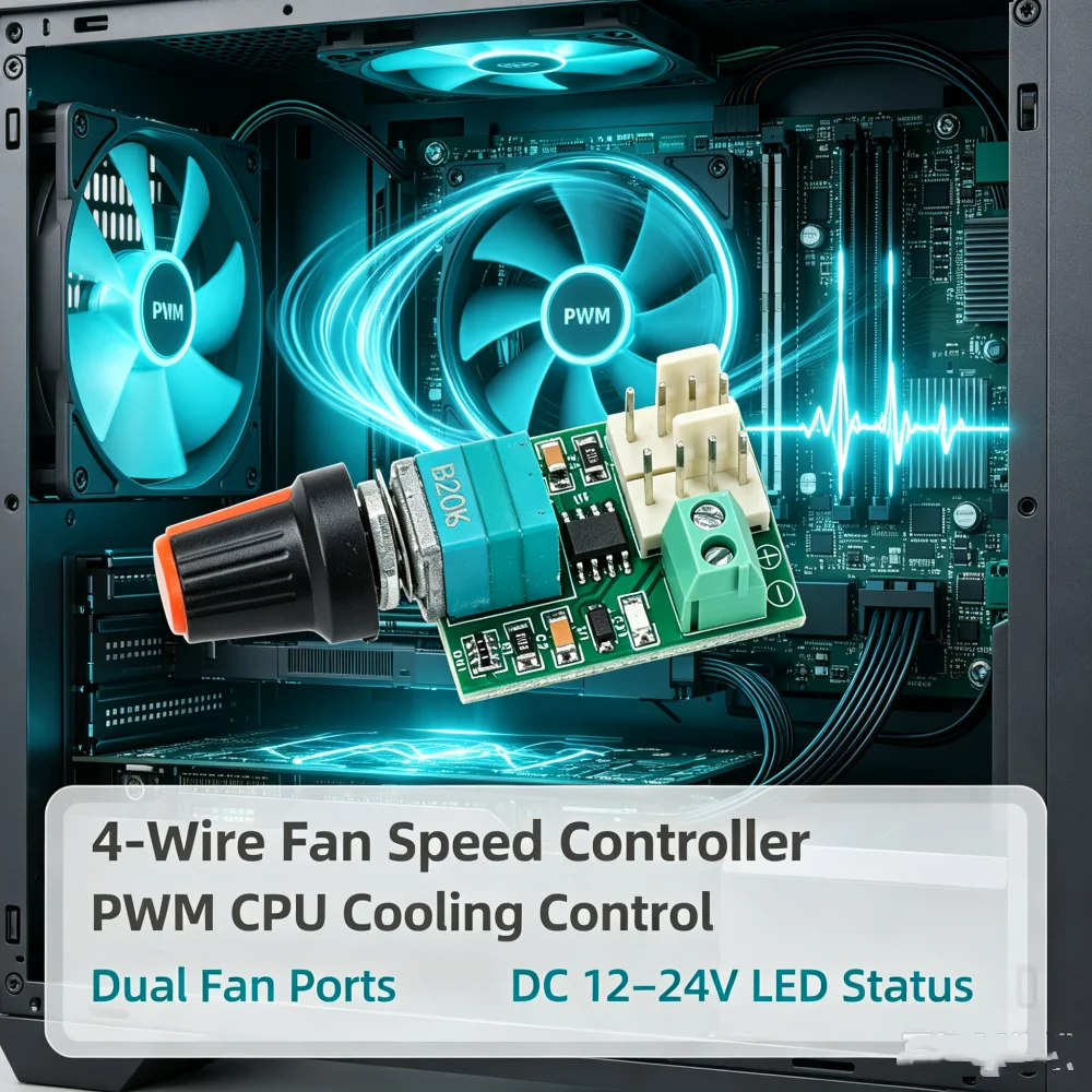 Dc12v 24v Dual Way PWM Motor Speed Controller Module Fan Speed Adjustable Switch 4-wire Speed Control For CPU 15KHZ
