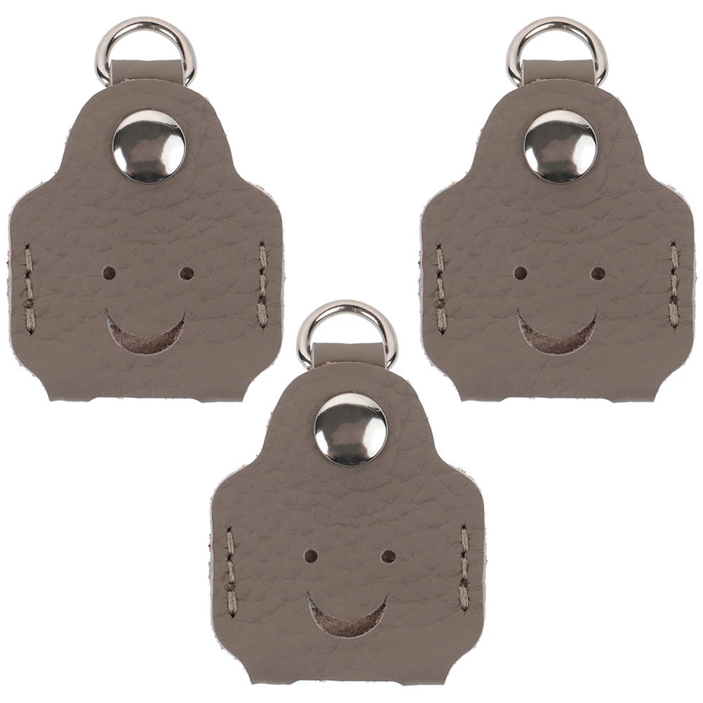 3pcs Key Case Holder Protector Cowhide Car Keys Cap Covers Sleeve Ring Fob Keychain Cover Automobile Key Sleeve Durable