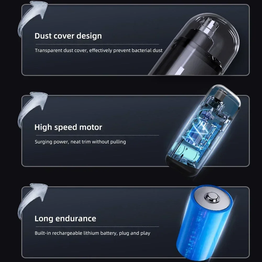 Portable Nose Hair Trimmer Rechargeable Electric Facial Hair Eyebrow Trimmer Mini Nose Hair Cleaner USB Charging