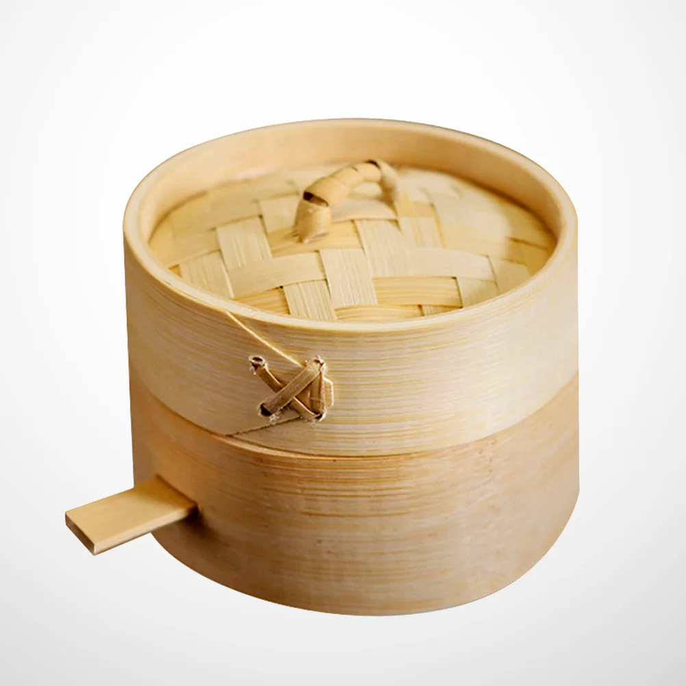 

2 Pcs Small Bamboo Steaming Cage Steamer Kitchen Food Basket Buns Cookware