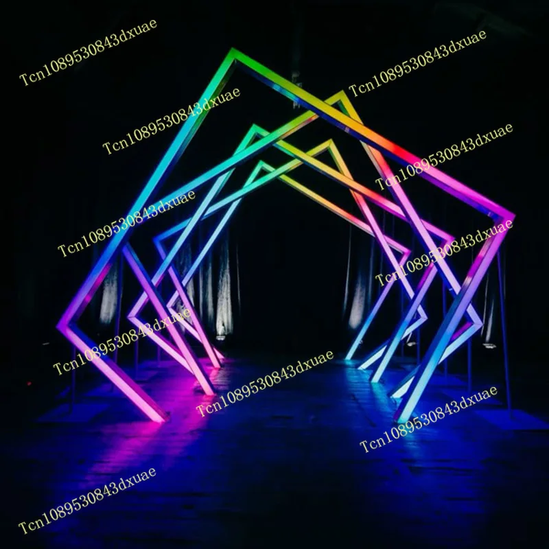 Wedding Party Entrance Decoration Neon Walkway Custom RGB Light Emitting Diode Light Tunnel with Glow Effect