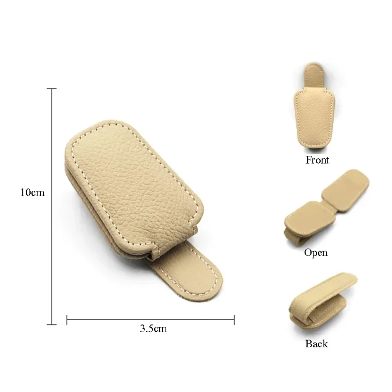 Car Sunglasses Holder Sun Visor Sunglasses Clip Cowhide Glasses Case Mount Auto Styling Ticket Card Clip Interior Accessories