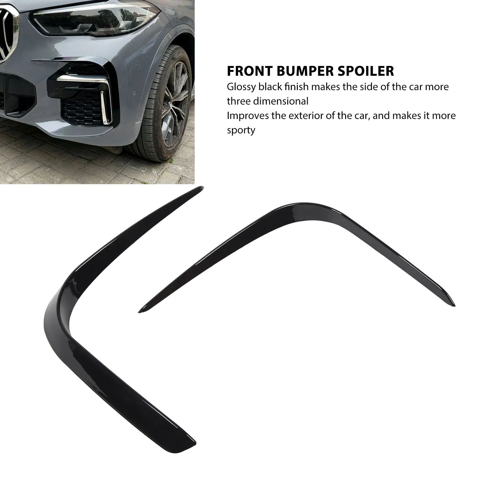 

Комплект (левый и правый) сплиттеров (накладок) на передний бампер, глянцевый черный, для BMW X5 G05 M Sport 2019-2023, накладки на передний бампер (воздуховоды)