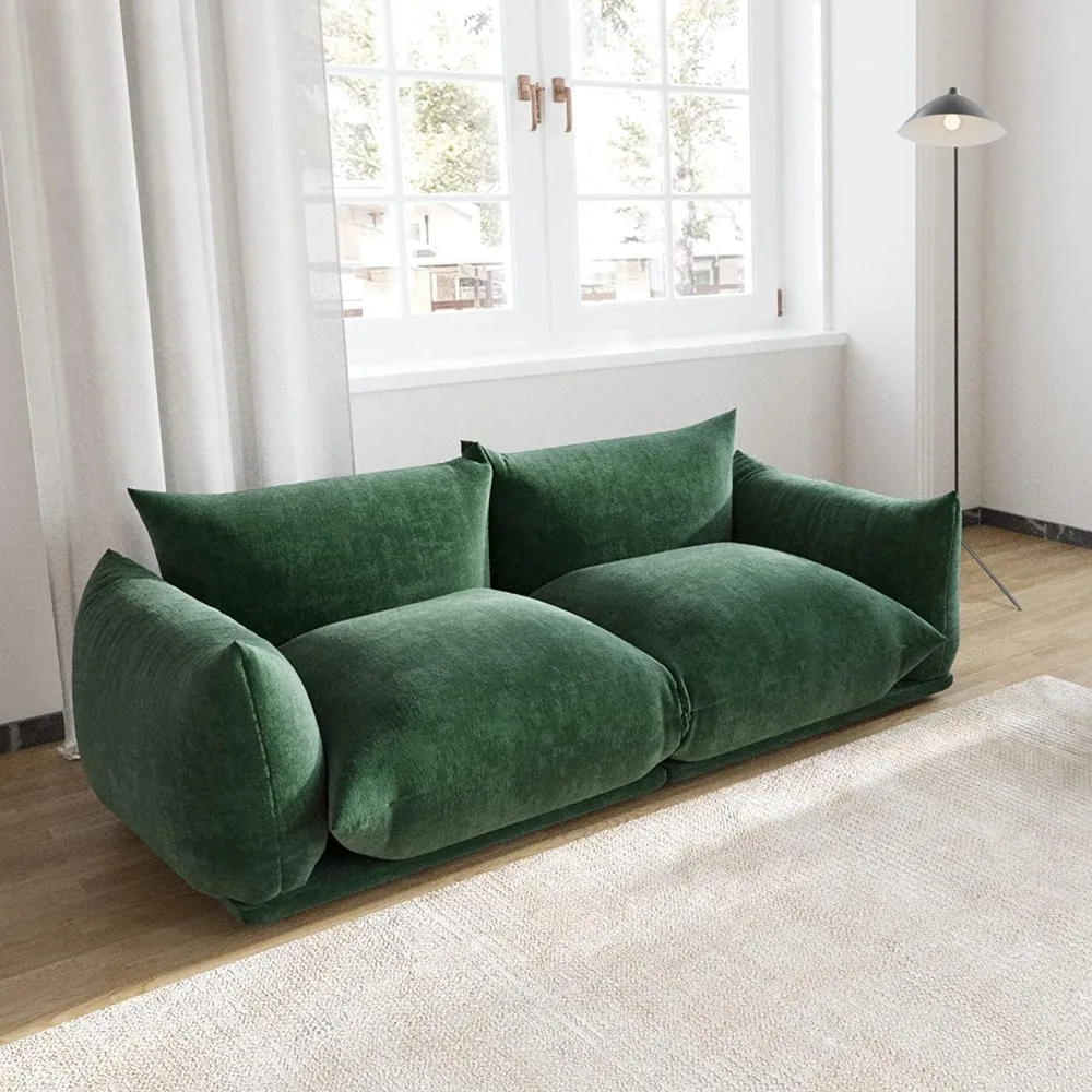 Modern Love Seat Couch,Chenille Couch Deep Love Seat Couches with Thick Cushion,PlushSofas Furniture for Small Spaces LivingRoom