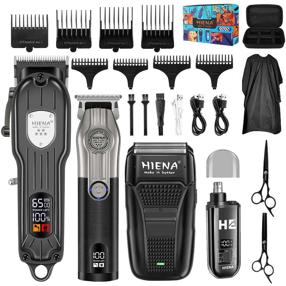 

HIENA Professional T-Blade Hair Clippers For Men Cordless Hair Cutting Kit Rechargeable Beard Trimmer With LED l Hair Clipper