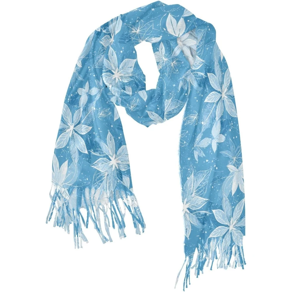 عيد الميلاد نمط الأزهار الطفل الأزرق شالات ويلتف الشتاء الكشمير وشاح لطيف السيدات هدايا عيد الميلاد #1