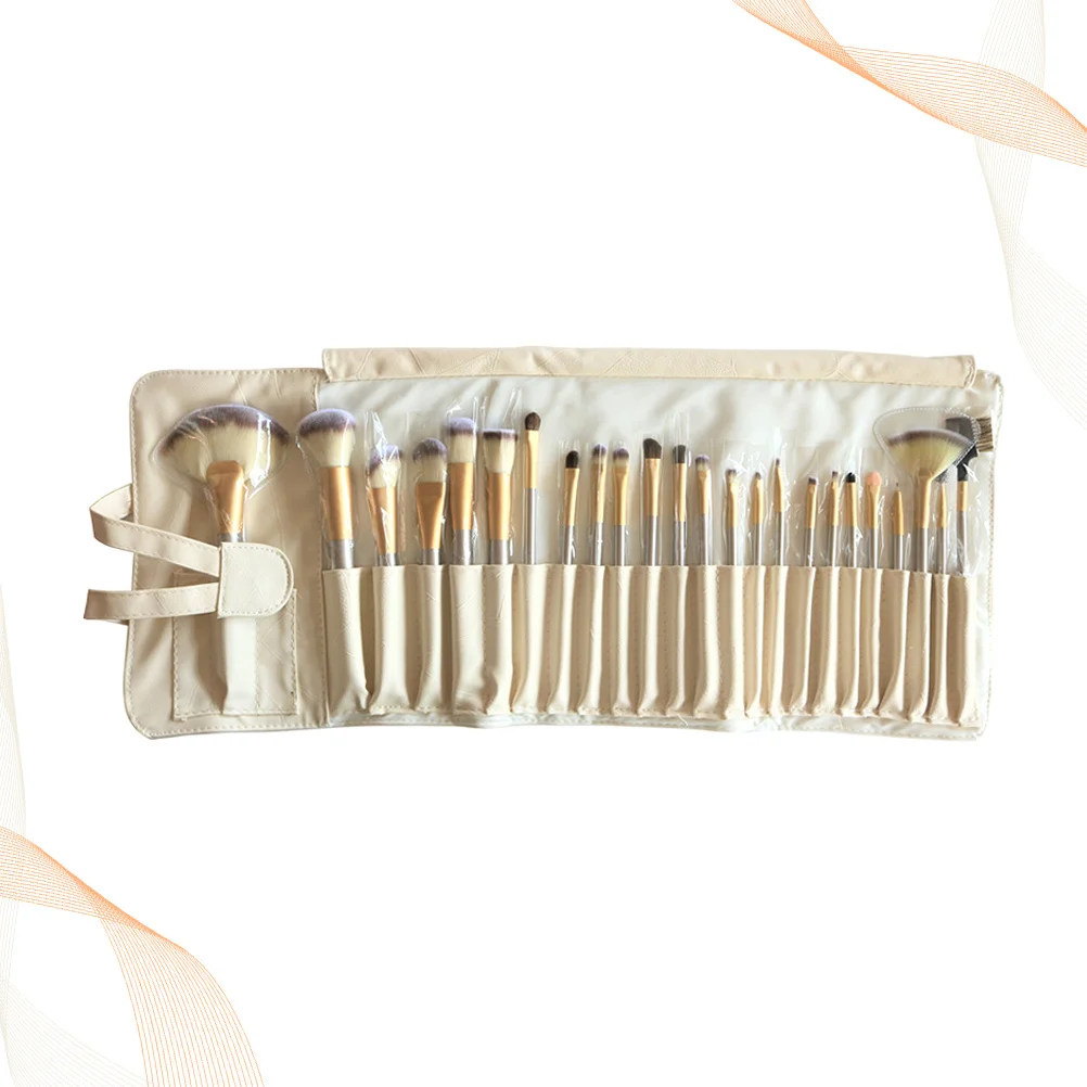 Juego de brochas de maquillaje de 24 Uds., pinceles portátiles con mango de madera de primera calidad para mezclar bases faciales, bolsa incluida para viajes